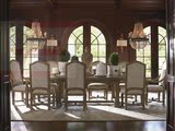 美式乡村餐桌椅组合复古8人纯橡木欧式复古高档长方形一桌六八椅