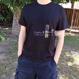 CATHY美国正品代购Calvin Klein纯棉圆领T恤纯色男短袖打底衫亲肤