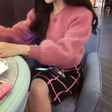 韩国2016秋冬女装时尚气质小香风貂绒毛衣针织两件套装裙子冬季潮
