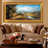 欧式山水风景田园油画《丰收》有框画纯手绘客厅办公室餐厅装饰画