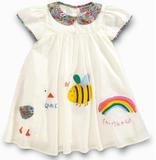 新款 现货 NEXT女宝宝女童白色碎花蜜蜂短袖连衣裙