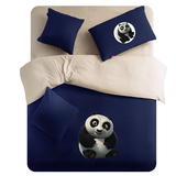 卡通熊猫被套学生宿舍床上三件套1.2m单人床上用品磨毛四件套1米8