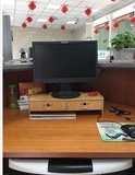 办公桌面收纳置物架桌上电脑液晶显示器底座木质增高托架双层抽屉