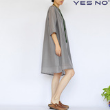yesno原创设计夏装文艺宽松大摆中长款长裙 双层桑蚕丝棉连衣裙