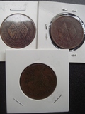 中华民国开国纪念币十文铜元机制币三枚不同一起售