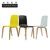 北欧宜家简约木餐椅现代咖啡厅餐厅椅子创意彩色实木椅家用靠背椅