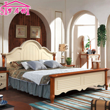 地中海床1.51.8米实木床白色绿色田园床卧室双人床婚床高箱储物床