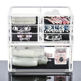 新款 大号 抽屉式化妆品收纳盒 创意透明塑料盒 组合层叠化妆盒