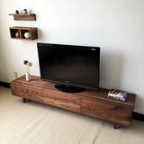 欧里亚 黑胡桃电视柜/橡木全实木电视柜 矮边柜现代简约极简风