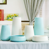 简约现代客厅玄关家居装饰品工艺品摆件白色蓝色陶瓷餐桌花瓶花插