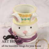 原单出口4手绘可爱小兔子陶瓷花盆香薰炉