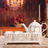 陶瓷水壶套装 欧式 耐热大容量 家用 茶具 骨瓷冷水壶水杯 咖啡具