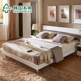 林氏木业简约现代板式床1.5米1.8双人床日式硬板床婚床家具YHTJC