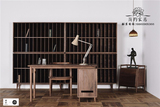 全实木组合书柜 现代中式简约书房家具定制 黑胡桃木多层多格书架