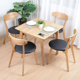 正方形餐桌小户型简约现代日式圆角餐桌椅白橡木实木餐桌北欧格调