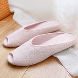日本出口女式居家棉布换脚木地板凉拖鞋室内防滑可爱简约夏季时尚