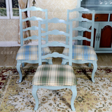 瑞诗欧新品美式地中海风格圆餐桌椅子 布艺书椅田园餐椅 配套餐椅