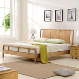 北欧宜家全实木床1.8M双人床1.5白橡木简单日式床现代简约大床2米