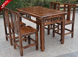 厂家实木餐厅饭店餐桌椅组合户外桌椅雕花仿古餐桌椅