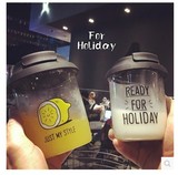 韩国可爱卡通柠檬玻璃水杯男女士学生早餐耐热牛奶带盖杯子