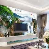 中式客厅新款自然风景大型山水3D5D壁画影视墙电视背景墙壁纸墙纸