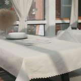 日式良品全棉麻纯色色织格子宜家北欧立体桌布现代布艺餐垫书桌布