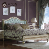全实木床美式床 欧式床双人床1.8米1.5雕花 简欧床法式床卧室家具