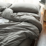 秋冬纯棉四件套家纺 纯色日式无印良品简约纯棉床单被套床上用品