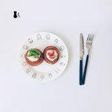 卡通蛋糕骨瓷餐盘-8寸烘焙陶瓷盘子西餐牛排早餐菜盘创意家居用品