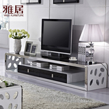 家具简约现代不锈钢烤漆茶几地柜小户型 黑白色钢化玻璃电视机柜