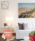 巴黎城市风景客厅挂画北欧宜家现代风格埃菲尔铁塔床头黑白装饰画
