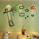 可爱卡通小熊3d水晶亚克力立体墙贴儿童房客厅电视背景墙贴画装饰