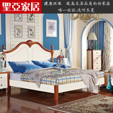 床地中海风格床1.8M欧式乡村双人床英伦橡胶木框架卧室家具实木床