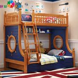 美式儿童床上下铺成人双层床全实木子母床实木高低床美式组合家具