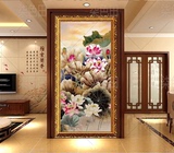 经典中国风风景油画山水画玄关竖版装饰画手绘喷绘画芯定制包邮