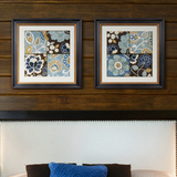 美式乡村装饰画 创意卧室床头二三联挂画 客厅现代植物花卉墙壁画