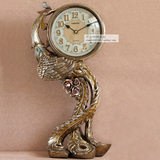 丽盛个性欧式台钟座钟客厅时尚创意坐钟孔雀桌钟静音装饰摆件时钟