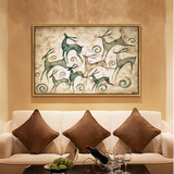 发财鹿装饰画复古吉祥客厅卧室书房餐厅沙发背景墙有框单幅挂壁画