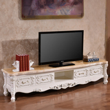 新款欧式天然大理石电视柜实木雕花白色法式客厅茶几地柜组合包邮
