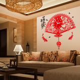 中国风创意挂钟客厅挂表 现代简约钟表静音石英钟 扇形艺术时钟