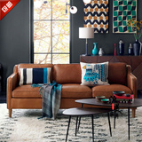美式现代三人皮沙发 北欧时尚小户型客厅皮沙发复古休闲三人沙发