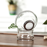 促销耐热玻璃绿把茶漏透明玻璃功夫茶具茶道配件隔滤茶器 过滤网