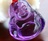 天然巴西5A紫水晶未镶嵌弥勒佛吊坠项链本名佛送女友生日礼物饰品