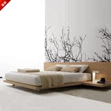 韩式日式榻榻米板式床现代简约双人床1.5/1.8米实木架子床定制