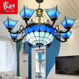 欧式地中海创意多头吊灯蒂凡尼简约现代餐厅灯玻璃客厅灯