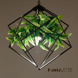 创意 艺术吊灯 绿植物工业风餐吊灯 美式简约楼梯间餐厅吊灯
