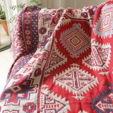 外贸欧美乡村波西米亚全棉粗线机织毯加厚沙发巾床盖毯桌巾包邮