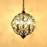 后现代美式铁艺水晶吊灯蜡烛北欧复古工业风圆球艺术吧台餐厅吊灯