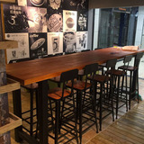 美食铁艺复古餐桌星巴克咖啡厅桌椅高教桌椅组合实木吧桌长桌