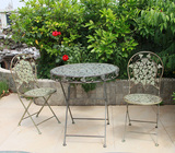 欧式铁艺折叠叶子三件套桌椅 户外阳台桌椅子  庭院休闲一桌两椅